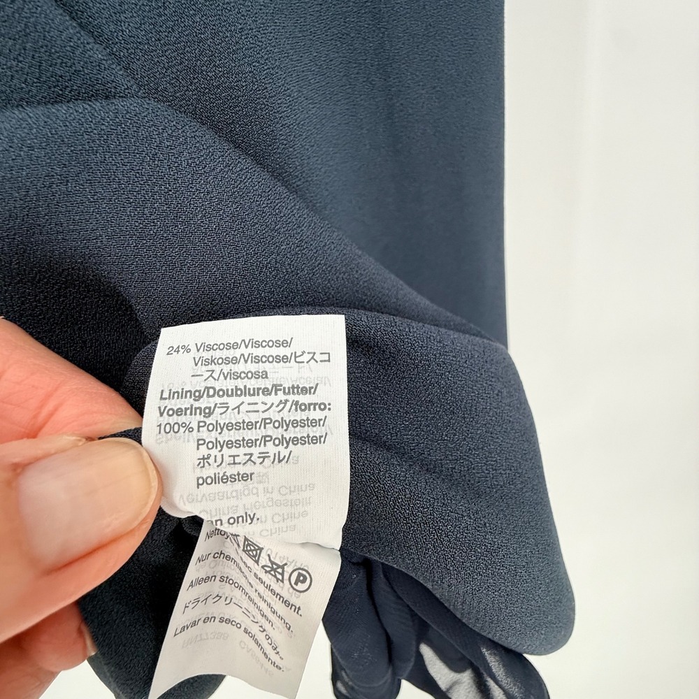 J.Crew Collection Mixed Satin-Crepe Slip Dress Navy Blue [8] J8260 90's Stle - Picture 5 of 10